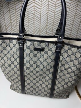 Gucci Monogram GG Canvas Tote with Black Trim